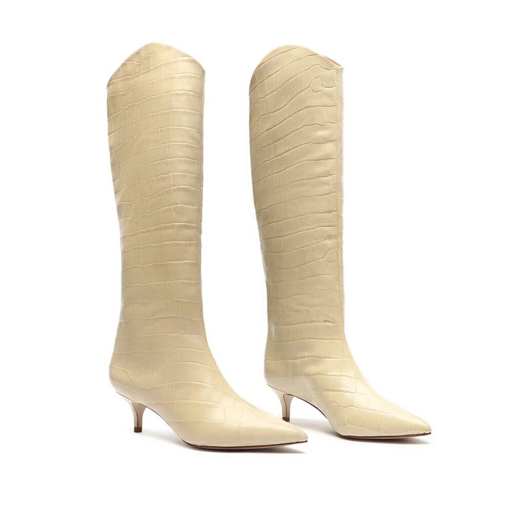 SCHUTZ The Maryana Lo Crocodile-Embossed Leather Boot